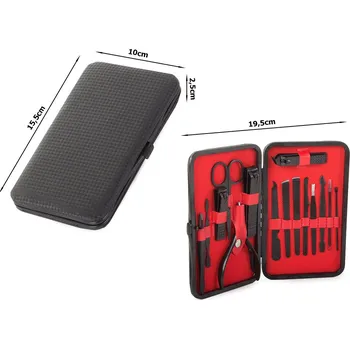 Dámská erotická souprava Verk Manikůrní set luxusní s 16 nástroji černý