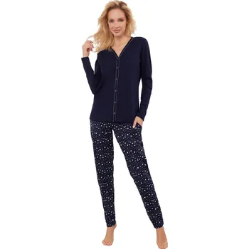 Dámské noční prádlo Dámské pyžamo ITALIAN FASHION LIBRA dlouhé tmavě modrá/print XXL 0