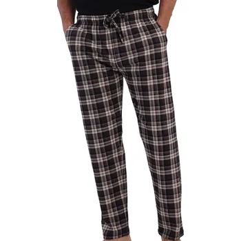 Pánské pyžamo Pánské bavlněné pyžamové kalhoty hnědé káro, větší rozměry - 1XL,2XL,3XL,4XL 1P2005 hnědá 1xl