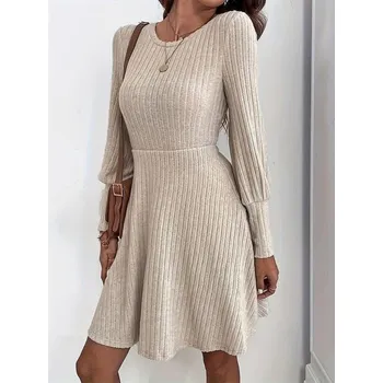 Dámské šaty Žebrované šaty AMANDA béžové Velikost: UNI: XS - L