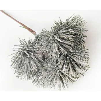 umělá květina Borovice větvička, zasněžená, zápich, 25 cm