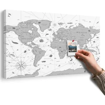 Obraz Dovido Obraz na korku černobílá mapa