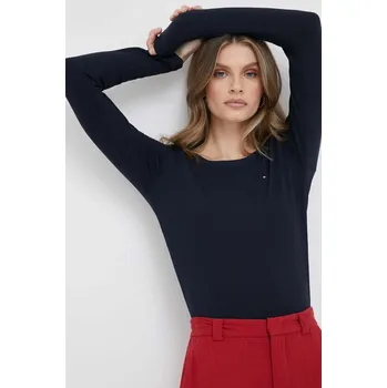 Dámské tričko Tommy Hilfiger dámské tmavě modré tričko s dlouhým rukávem - XXL