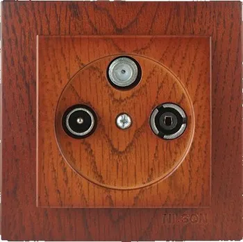 vypínač ELITE - TV-R-SAT zásuvka koncová - střední dřevo - třešeň (ZETRSK-D2)