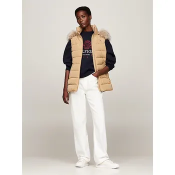 Dámská vesta Tommy Hilfiger dámská hnědá péřová vesta - M