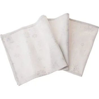 Vánoční dekorace Vánoční Běhoun voděodolný Vločky stříbrná, 33 x 140 cm