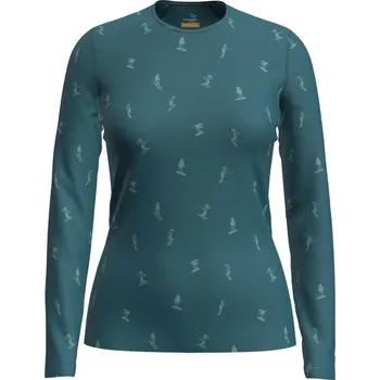 dámské tričko s dlouhým rukávem ICEBREAKER W Mer 200 Oasis LS Crewe Ski Day TOPAZ/HYDRO/AOP - XS