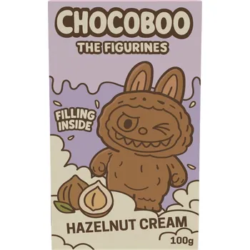 Čokoláda Chocoboo Chocoboo figurka z mléčné čokolády s praskajícími kuličkami s lískooříškovým krémem 100 g