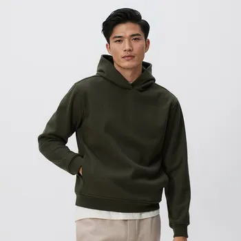 Pánská mikina Reserved - Regular mikina s kapucí - hnědozelená - 8107H-78X - 8107H-78X-S