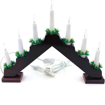 Vánoční svícen acool toy Vánoční svícen pyramida - 7 žárovek (do zásuvky) Mahagonový