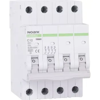 Jistič NOARK 110801 Ex9B40J 4P C10 Úzký instalační jistič 54 mm, 6 kA, char. C, 10 A, 4pól (Ex9B40J 4P C10)