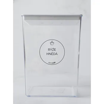 Speciální papír RÝŽE HNĚDÁ – průhledná samolepka na dózu, základní písmo, 5 cm | DomaLEP