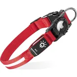 Reedog svítící obojek s pouzdrem na Apple Airtag - červená - S