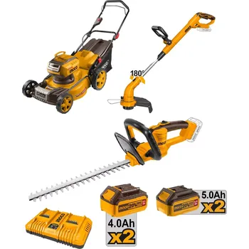 Sekačka Ingco sada AKU strojů pro zahradu vč. baterií a nabíječky 1223334444