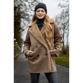 Dámský kabát Only Ylva dámský kožený kabát hnědý