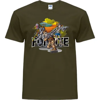 Pánská móda levne-bavlnene-tricko-potisk-hraci-Fortnite Barva: Khaki, velikost: XS