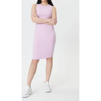 Dámské šaty Sinsay - Žebrované midi šaty bez rukávů s kulatým výstřihem - pastelová růžová - 5705J-03X - 5705J-03X-XXS