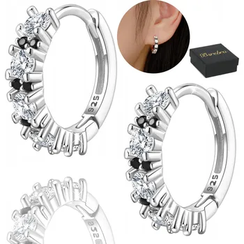 Náušnice STŘÍBRO stříbrné náušnice 925 s černými kubickými zirkony