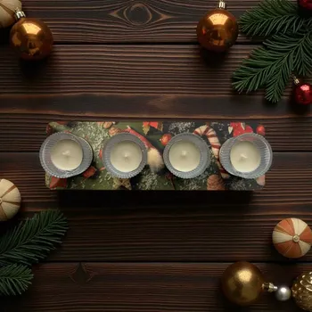 Svícen Dřevěný vánoční svícen se Santou  ručně vyráběný