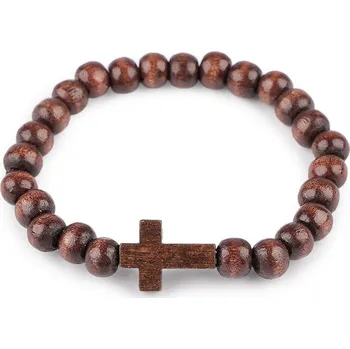Náramek Náramek dřevěný unisex křížek - 4 hnědá