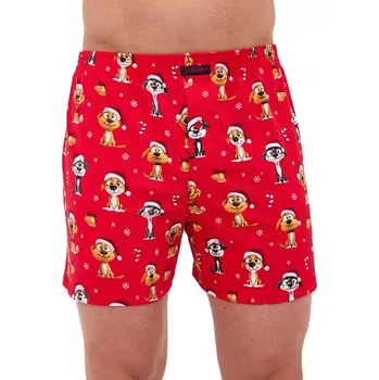 Pánské spodní prádlo Pánské stylové vánoční trenky Cornette Dogs 2 016/21 červená velikost XXL-58/60