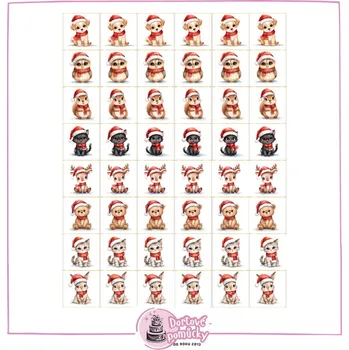 Jedlá dekorace na dort Vánoční zvířátka č.2 - jedlý papír nebo fondánový list - Jedlý papír / Bez decor gelu