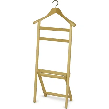 Věšák MAWA němý sluha na šaty, s háčkem na zavěšení do skříně, skládací, přírodní