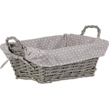 Nákupní košík Proutěný koš s látkou šedá, 35 x 25 x 13 cm