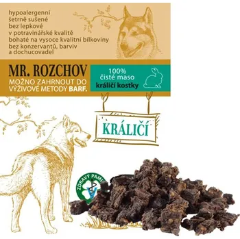 Pamlsek pro psa Mr. Rozchov 100% ČISTÉ SUŠENÉ MASO KRÁLIČÍ KOSTKY - přírodní pamlsek -80g