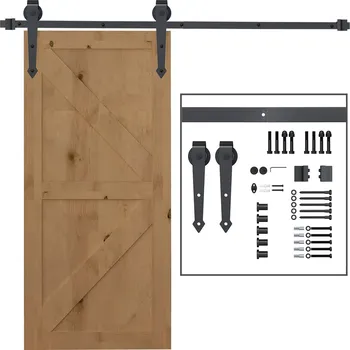 Nábytkové kování HOMCOM Sada posuvných kolejnic pro posuvné dveře, kov, 2 m, max. nosnost 100 kg, hnědá barva