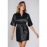 Saténový dámský župan 90 černý XS - Dárková krabička