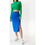 Sinsay - Bavlněná midi sukně s rozparkem a řasením na boku - modrá - 7022J-55X - 7022J-55X-XS