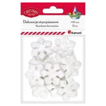 Styropianowe płatki śniegu brokatowe białe 15szt