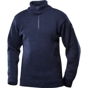 Pánský svetr Unisex svetr Devold Nansen Wool Zip Neck Dark Blue Melange XXL