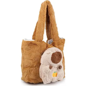 Kabelka Kožešinová kabelka kapybara 33x26 cm - 2 béžová tm.