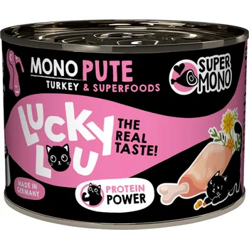 Pamlsek pro kočku 6ks-6x200g Lucky Lou SuperMono² - krůtí