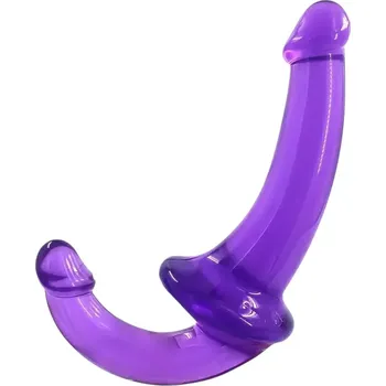 Připínací penis Double Strapless strap-on dildo - fialový