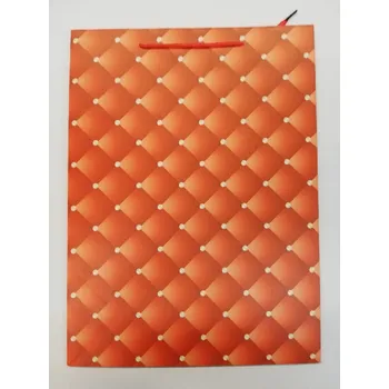 Dárková taška Dárková taška - 23 x 18 cm - Oranžová kostičkovaná s perlami