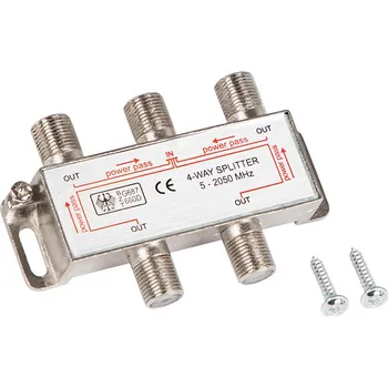 Anténní zesilovač Velký TV rozbočovač 5-2050 MHz 4 výstupy
