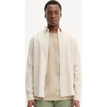 Pánská košile Tommy Jeans pánská béžová košile - M