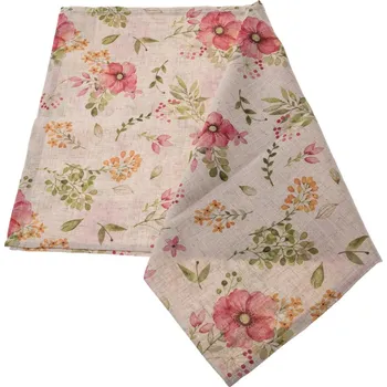 ubrus Běhoun voděodolný Květiny, 40 x 140 cm, béžová