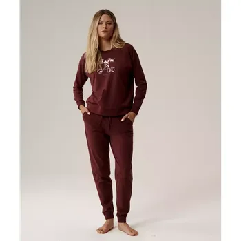 Dámské noční prádlo Dámské bavlněné pyžamo ATLANTIC velikost XXL deep wine