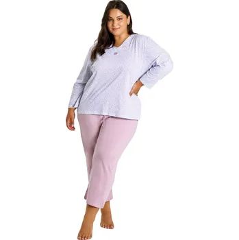 Dámské pyžamo Dámské nadměrné pyžamo Debora 3463 TARO – Maximální komfort Barva/Velikost: modrá / XXL