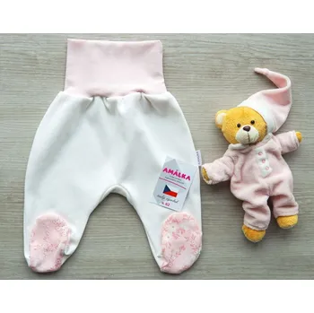 Dupačky AMÁLKA Bavlněné polodupačky smetanové, květinky Velikost: 68