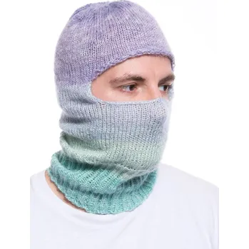 Zimní čelenka Custom made pletená Balaclava kukla - Cloudy Teal