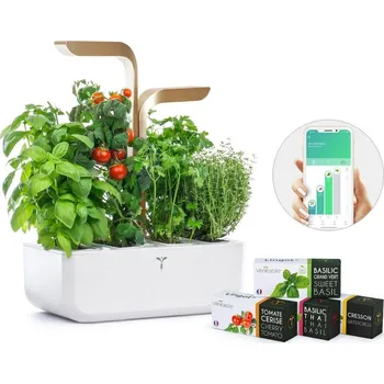 Véritable CONNECT - Smart automatický květináč s regulací osvětlení, bílá-champagne + 4 bylinkové náplně