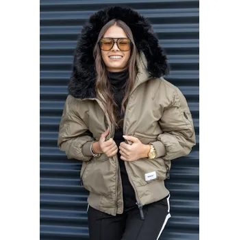 Khujo zimní stylový zimní bomber s kožešinou Cela béžový XS