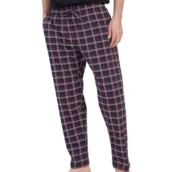 Pánské pyžamo Pánské bavlněné pyžamové kalhoty tmavě modré jemné káro 1P2006 modrá m