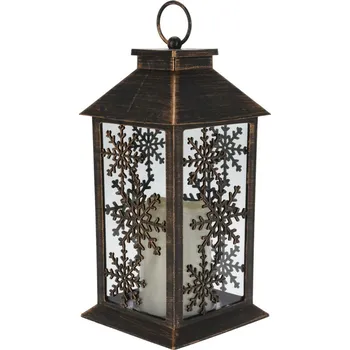 Lucerna Lucerna s LED svíčkou Trifle Snowflake černá, 14 x 28 cm