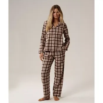 Dámské pyžamo Dámské bavlněné pyžamo ATLANTIC velikost XXL brown/beige/ecru
